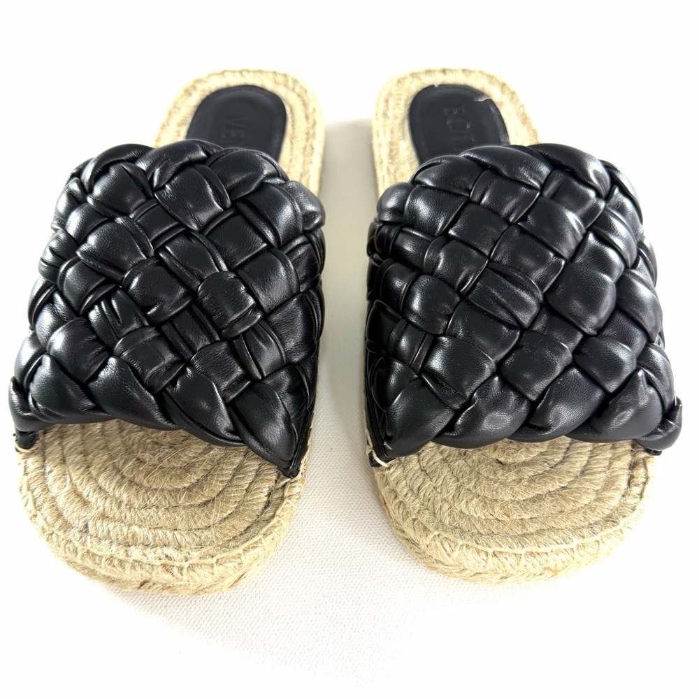 Bottega Veneta Women Jack Flat Sandal Nappa Weaving Foulard Black Sandal - Picture 3 of 10